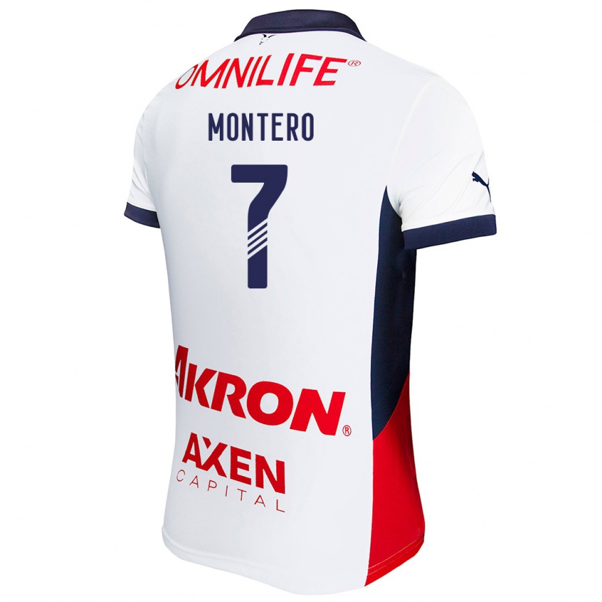 Niño Fútbol Camiseta Casandra Montero #7 Blanco Rojo Azul 2ª Equipación 2024/25 México