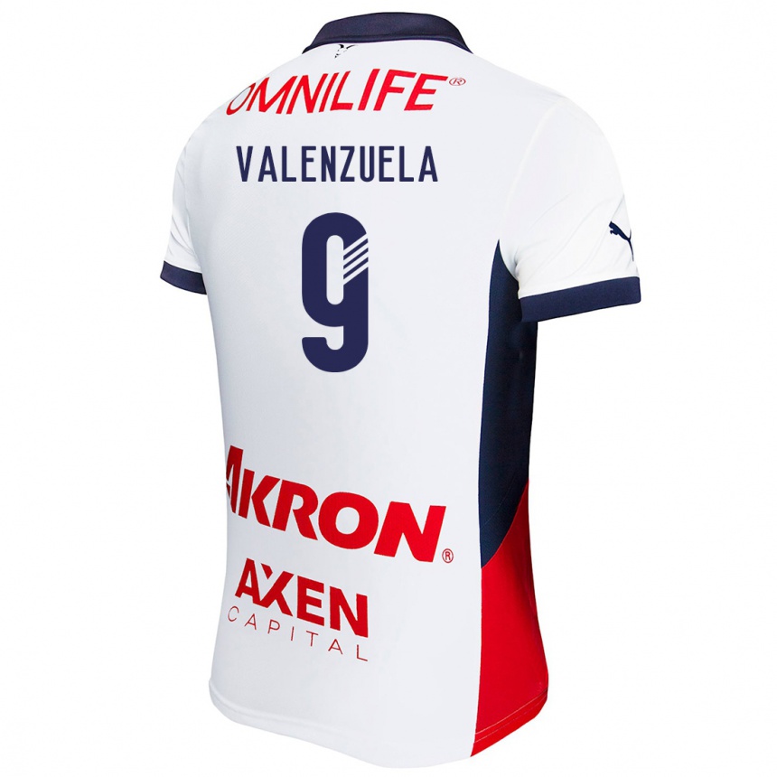 Niño Fútbol Camiseta Gabriela Valenzuela #9 Blanco Rojo Azul 2ª Equipación 2024/25 México