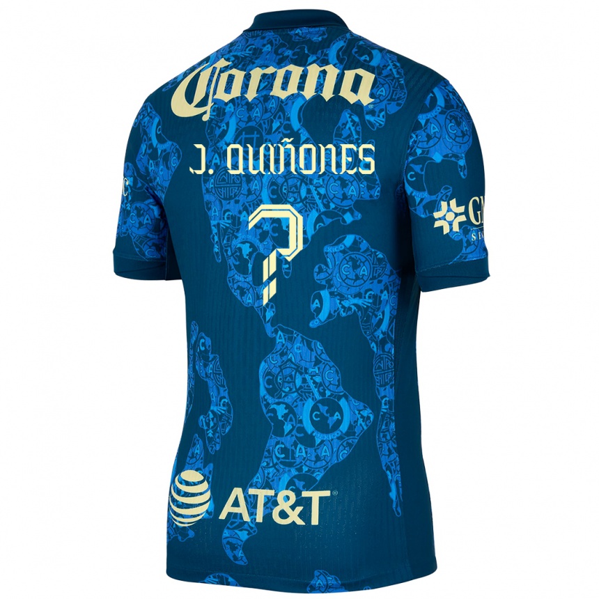 Niño Fútbol Camiseta Julián Quiñones #0 Azul Amarillo 2ª Equipación 2024/25 México