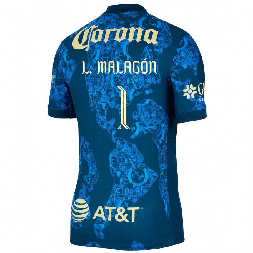 Niño Fútbol Camiseta Luis Malagón #1 Azul Amarillo 2ª Equipación 2024/25 México