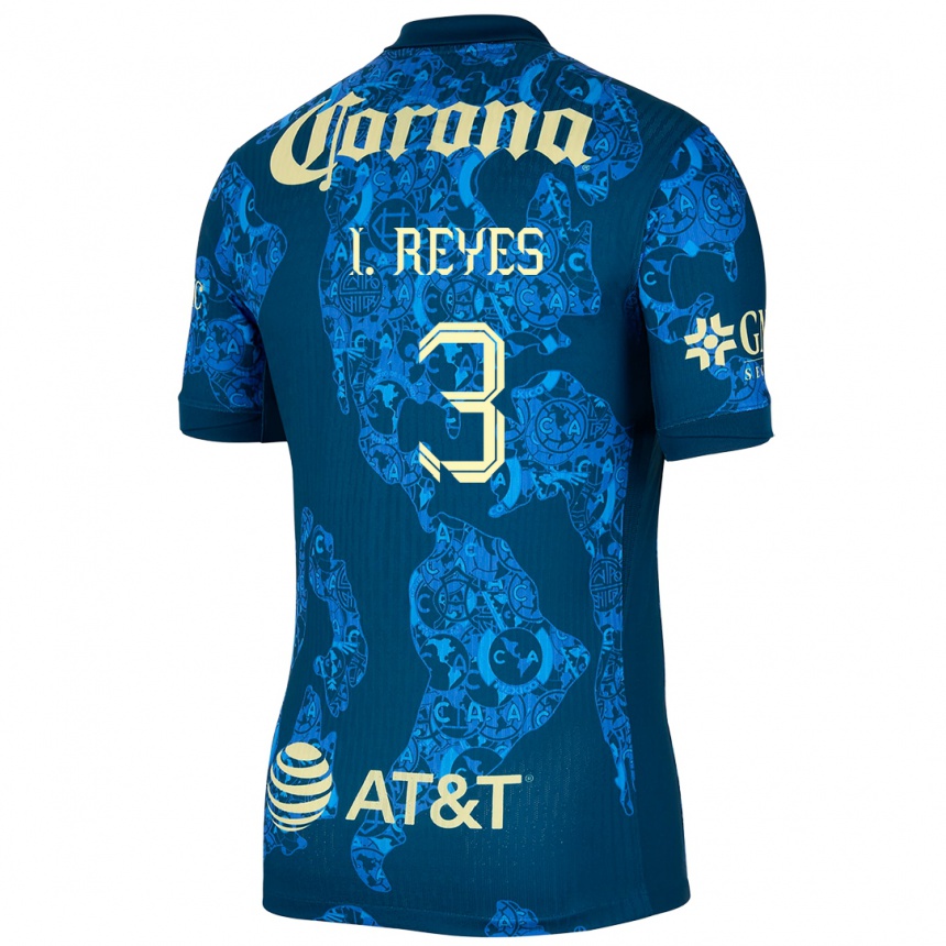 Niño Fútbol Camiseta Israel Reyes #3 Azul Amarillo 2ª Equipación 2024/25 México