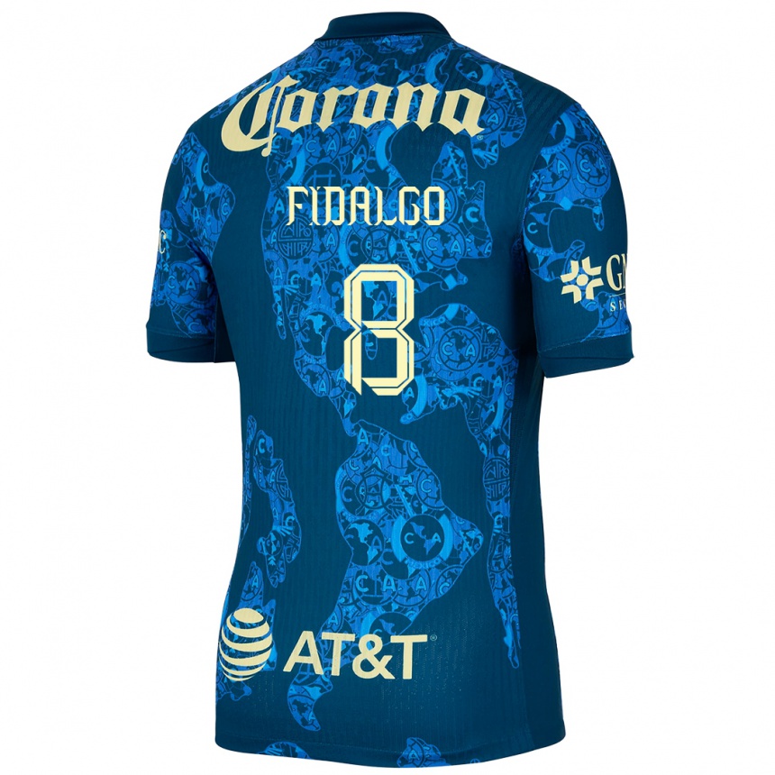 Niño Fútbol Camiseta Álvaro Fidalgo #8 Azul Amarillo 2ª Equipación 2024/25 México