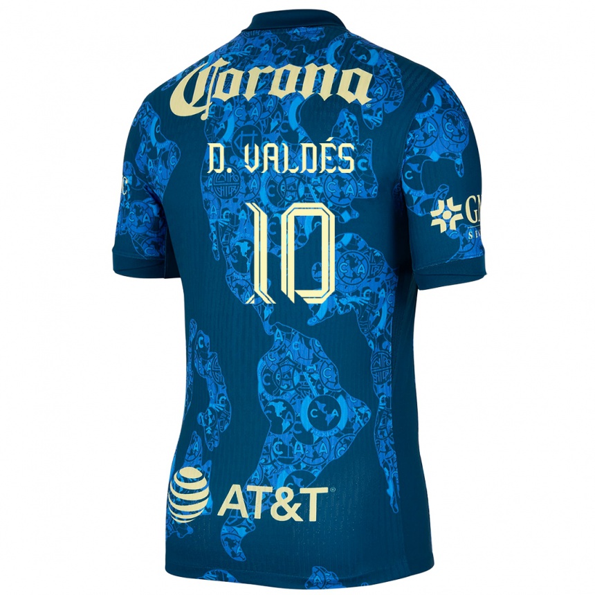 Niño Fútbol Camiseta Diego Valdés #10 Azul Amarillo 2ª Equipación 2024/25 México