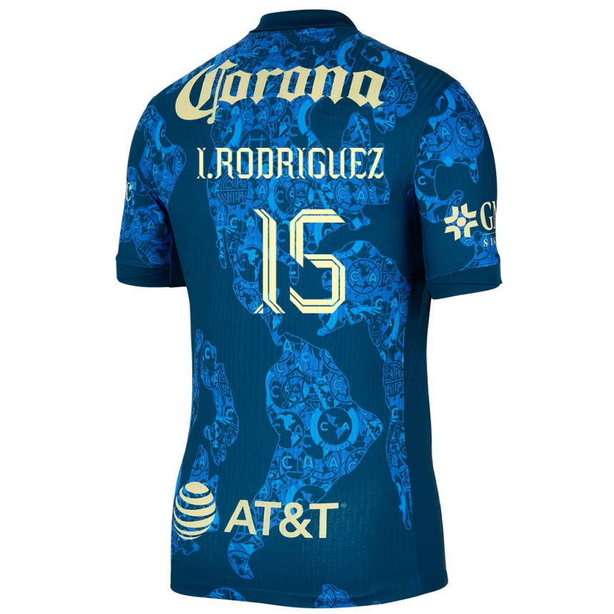 Niño Fútbol Camiseta Iván Rodríguez #15 Azul Amarillo 2ª Equipación 2024/25 México