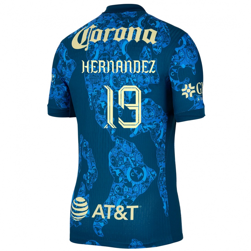 Niño Fútbol Camiseta Illian Hernández #19 Azul Amarillo 2ª Equipación 2024/25 México