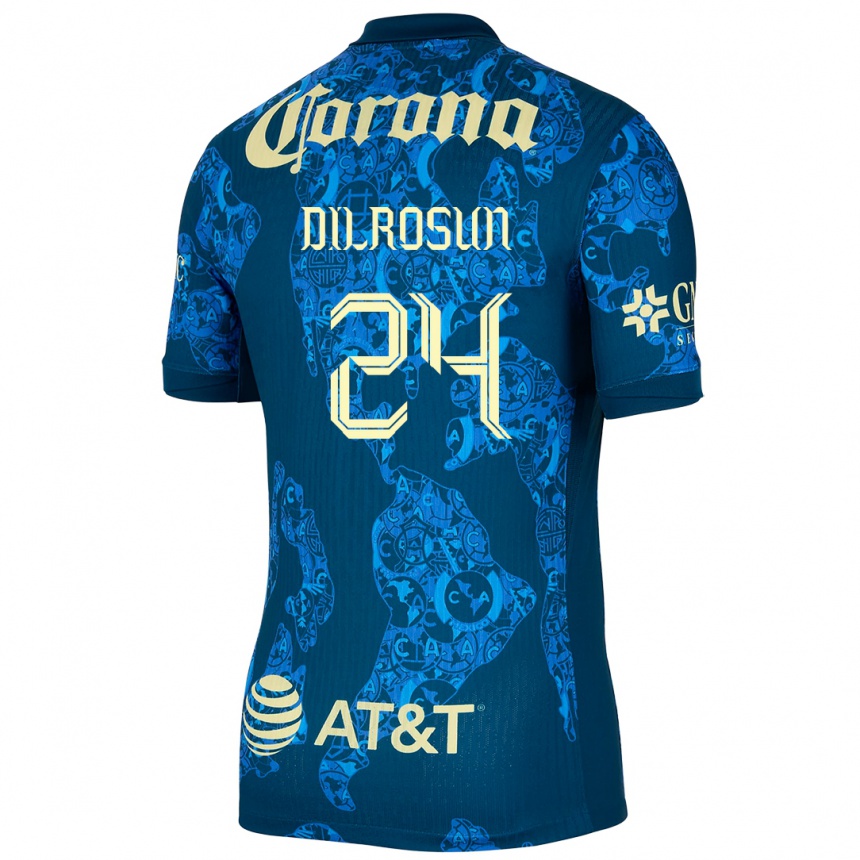 Niño Fútbol Camiseta Javairô Dilrosun #24 Azul Amarillo 2ª Equipación 2024/25 México