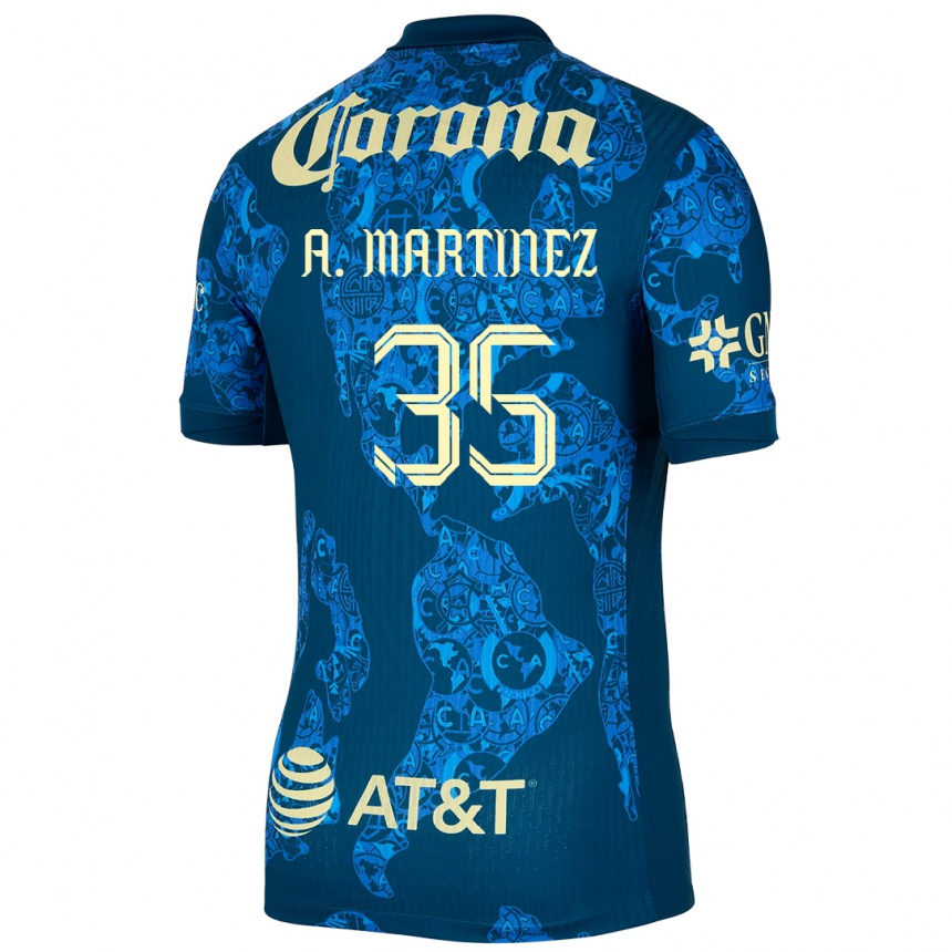 Niño Fútbol Camiseta Arturo Martínez #35 Azul Amarillo 2ª Equipación 2024/25 México