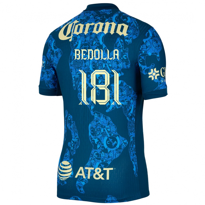 Niño Fútbol Camiseta Paolo Bedolla #181 Azul Amarillo 2ª Equipación 2024/25 México