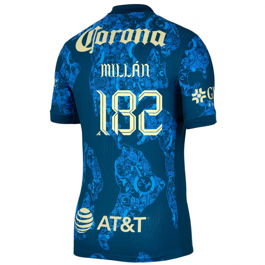 Niño Fútbol Camiseta Daniel Millán #182 Azul Amarillo 2ª Equipación 2024/25 México