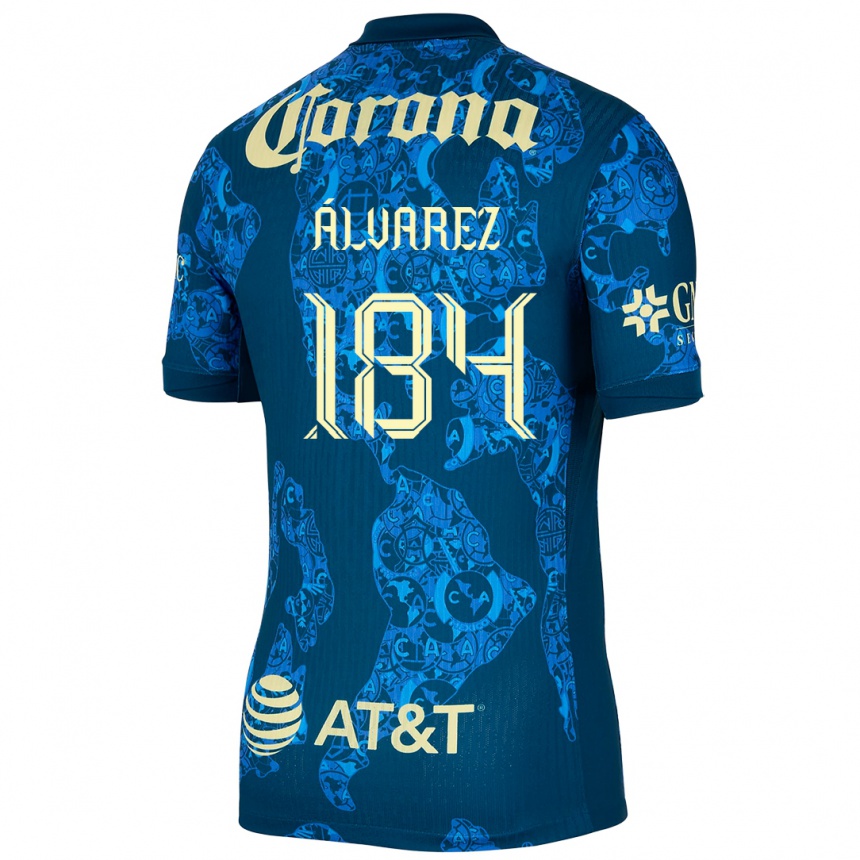 Niño Fútbol Camiseta Antonio Álvarez #184 Azul Amarillo 2ª Equipación 2024/25 México