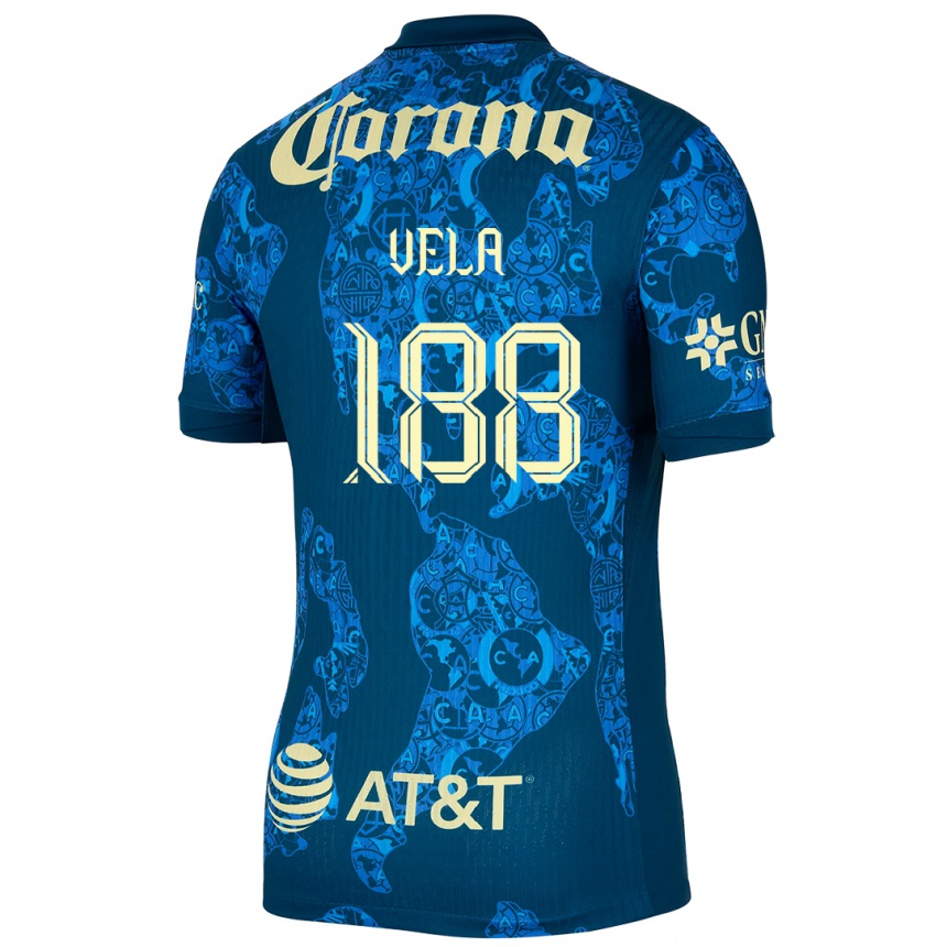 Niño Fútbol Camiseta Christo Vela #188 Azul Amarillo 2ª Equipación 2024/25 México