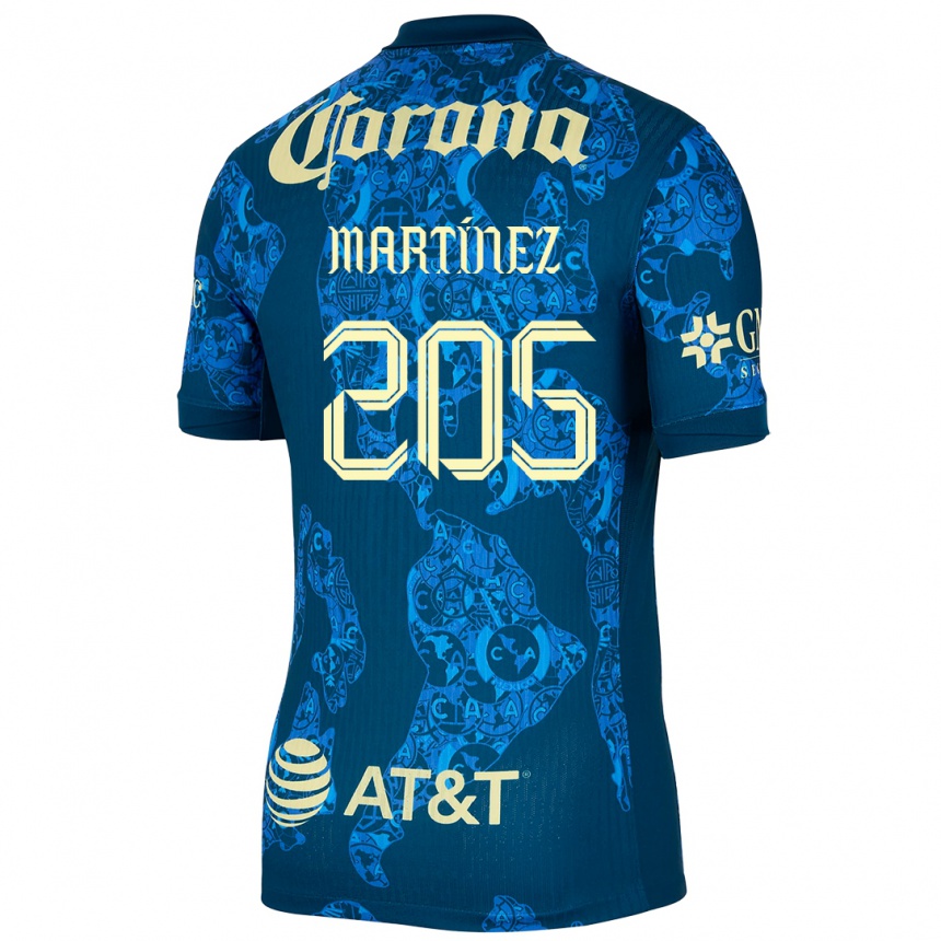 Niño Fútbol Camiseta Sebastián Martínez #205 Azul Amarillo 2ª Equipación 2024/25 México