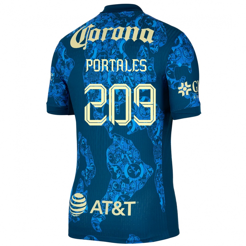 Niño Fútbol Camiseta Walter Portales #209 Azul Amarillo 2ª Equipación 2024/25 México