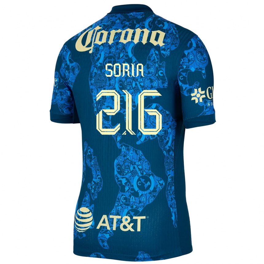 Niño Fútbol Camiseta Emiliano Soria #216 Azul Amarillo 2ª Equipación 2024/25 México