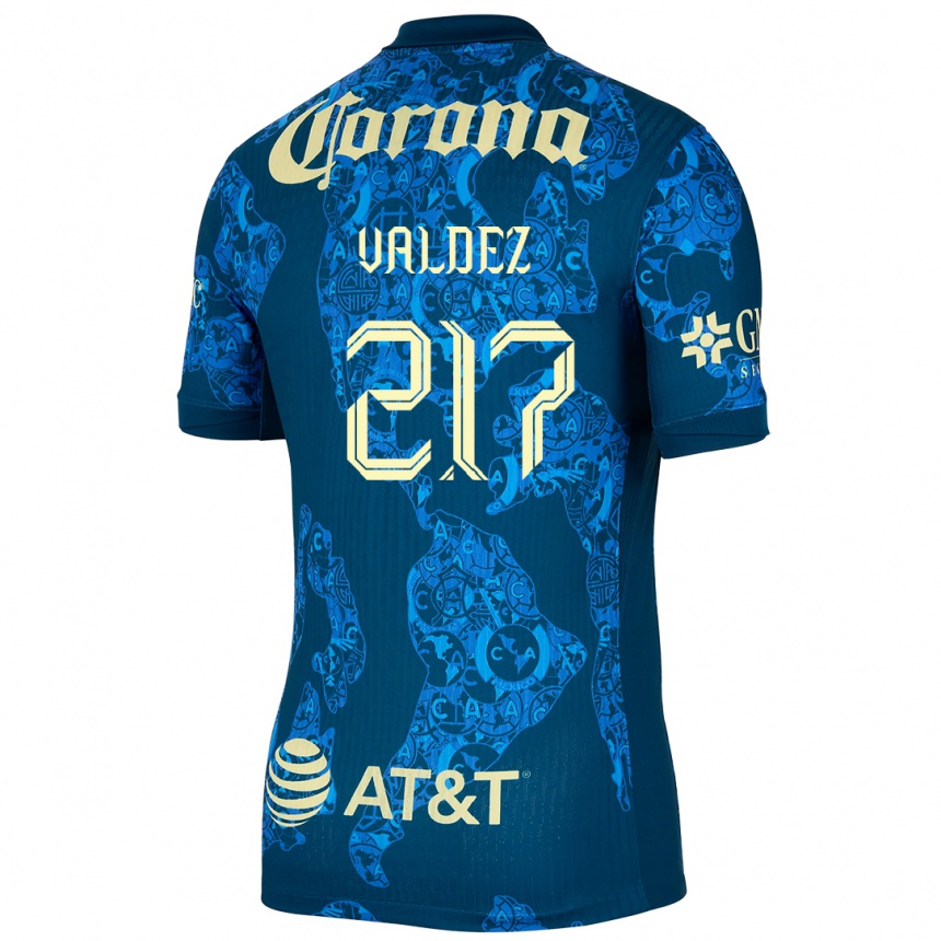 Niño Fútbol Camiseta Víctor Valdez #217 Azul Amarillo 2ª Equipación 2024/25 México