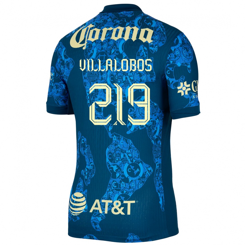 Niño Fútbol Camiseta Patricio Villalobos #219 Azul Amarillo 2ª Equipación 2024/25 México