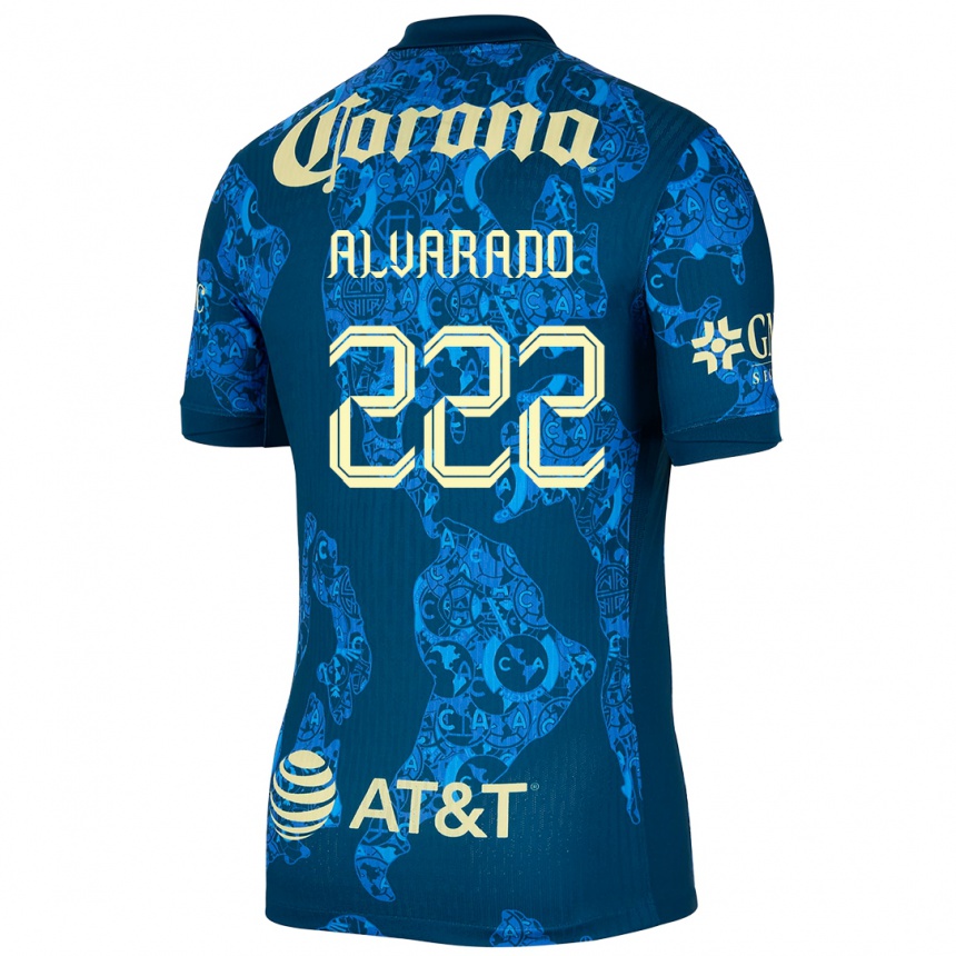 Niño Fútbol Camiseta Daniel Alvarado #222 Azul Amarillo 2ª Equipación 2024/25 México