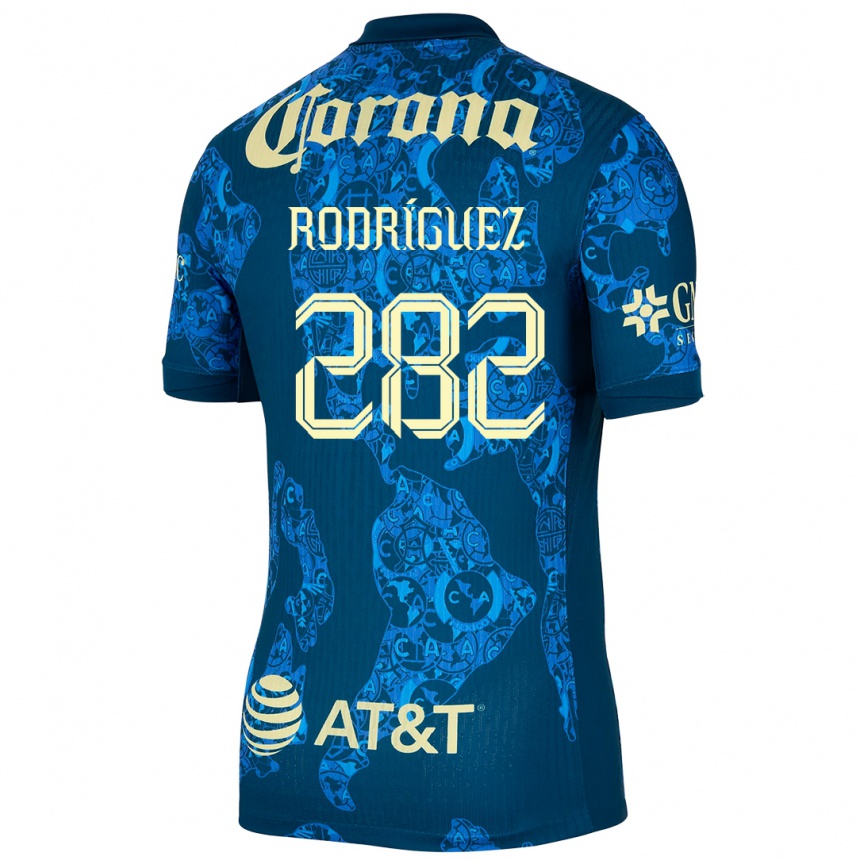 Niño Fútbol Camiseta Francisco Rodríguez #282 Azul Amarillo 2ª Equipación 2024/25 México