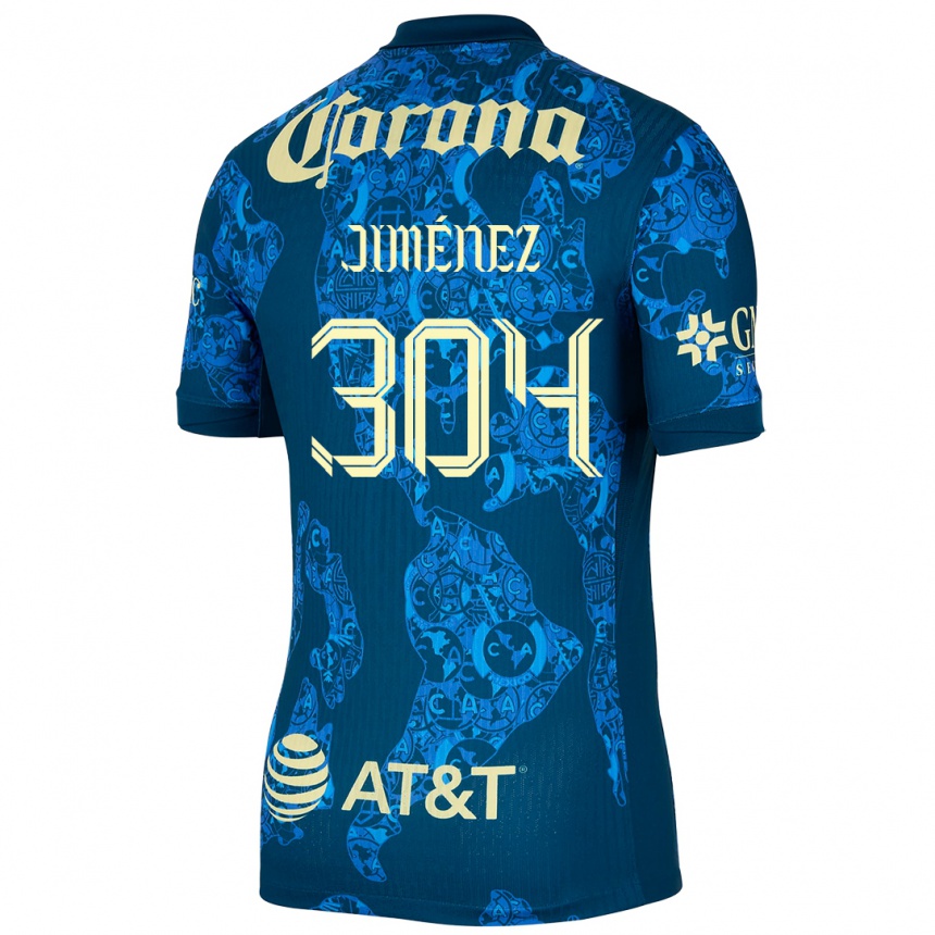 Niño Fútbol Camiseta Derek Jiménez #304 Azul Amarillo 2ª Equipación 2024/25 México