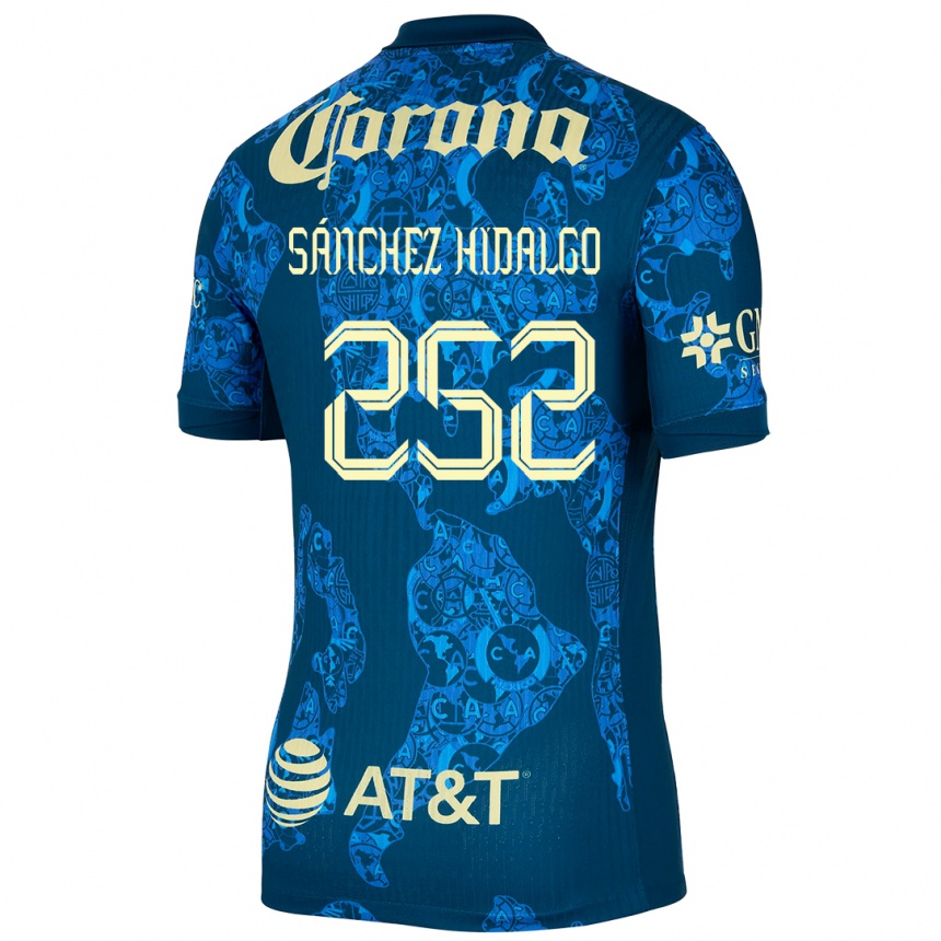 Niño Fútbol Camiseta Horacio Sánchez Hidalgo #252 Azul Amarillo 2ª Equipación 2024/25 México