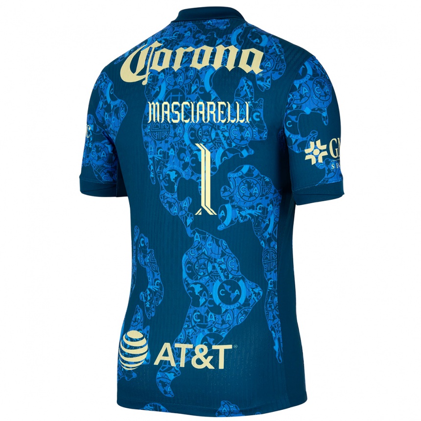 Niño Fútbol Camiseta Renata Masciarelli #1 Azul Amarillo 2ª Equipación 2024/25 México