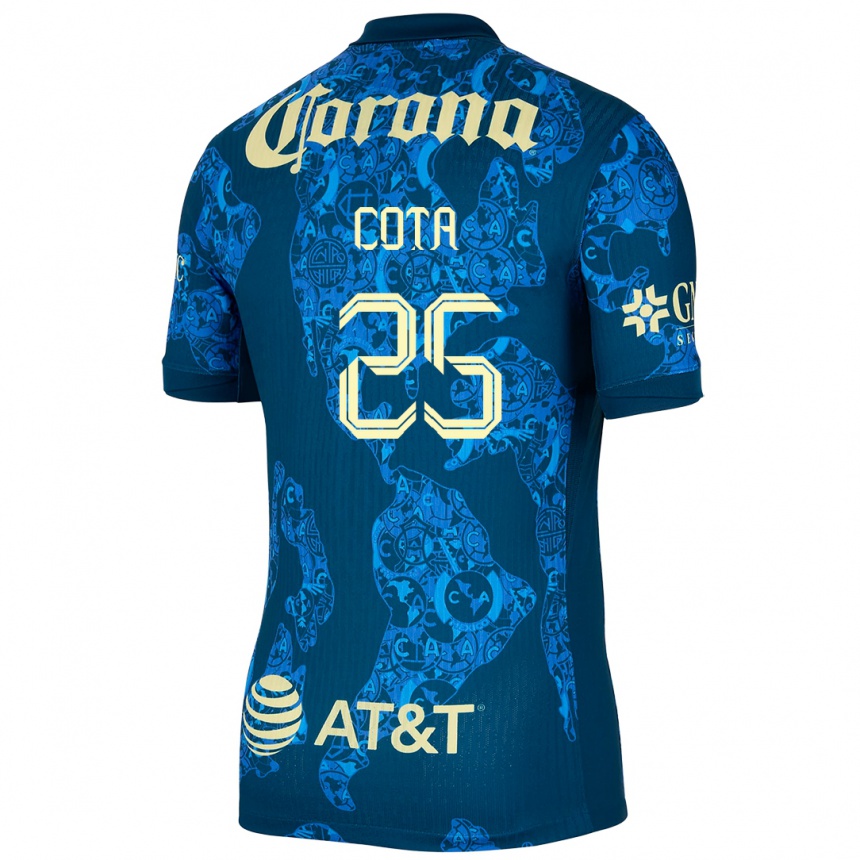 Niño Fútbol Camiseta Renatta Cota #25 Azul Amarillo 2ª Equipación 2024/25 México