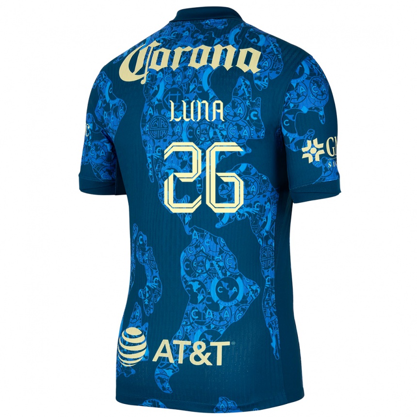 Niño Fútbol Camiseta Karen Luna #26 Azul Amarillo 2ª Equipación 2024/25 México