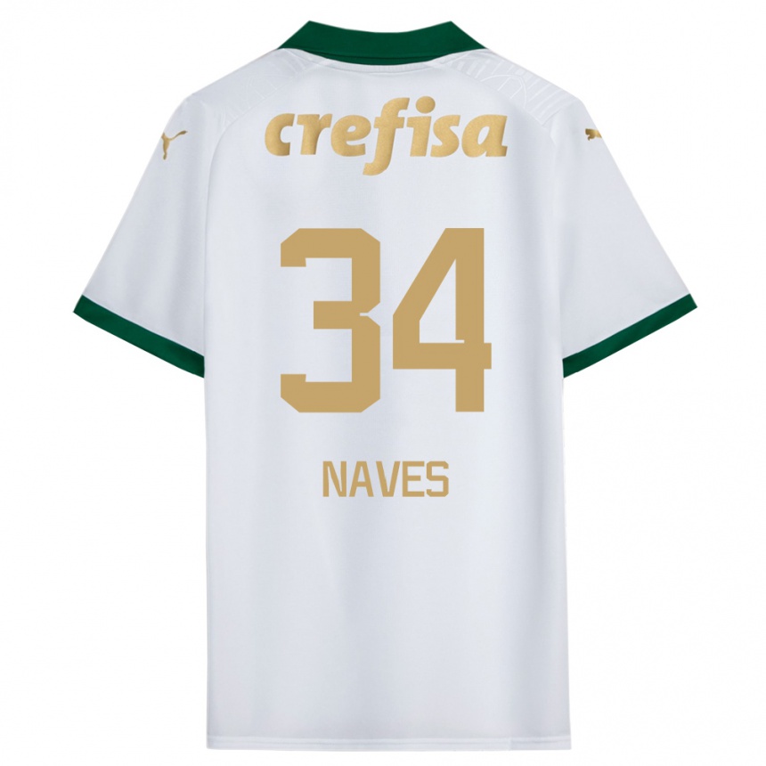 Niño Fútbol Camiseta Naves #34 Blanco Verde 2ª Equipación 2024/25 México