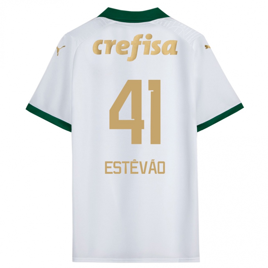 Niño Fútbol Camiseta Estêvão #41 Blanco Verde 2ª Equipación 2024/25 México