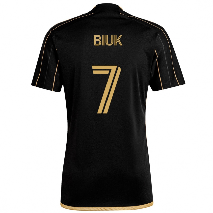 Hombre Fútbol Camiseta Stipe Biuk #7 Oro Negro 1ª Equipación 2024/25 México