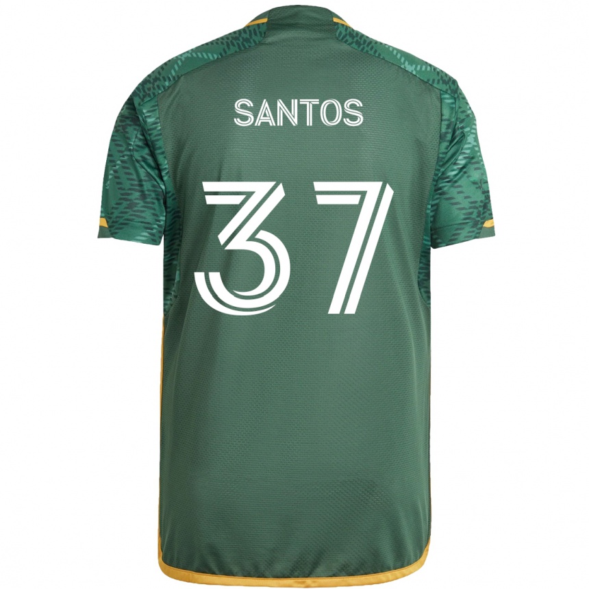 Hombre Fútbol Camiseta Noah Santos #37 Verde Naranja 1ª Equipación 2024/25 México