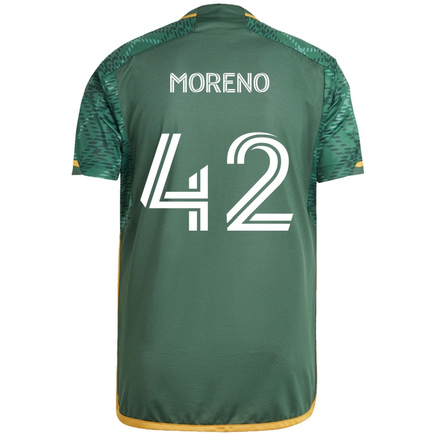 Hombre Fútbol Camiseta Alexis Moreno #42 Verde Naranja 1ª Equipación 2024/25 México