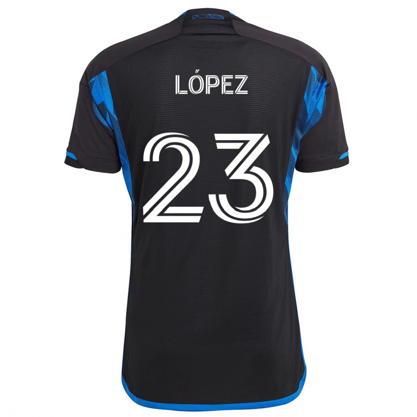 Hombre Fútbol Camiseta Hernán López #23 Azul Negro 1ª Equipación 2024/25 México