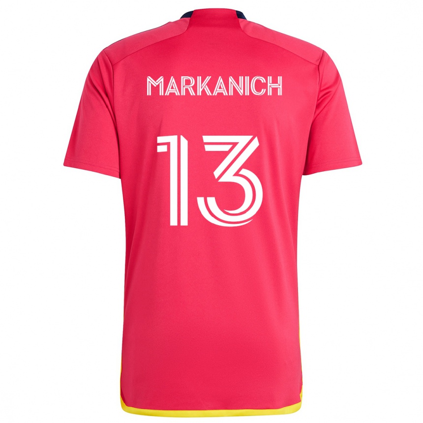 Hombre Fútbol Camiseta Anthony Markanich #13 Rojo Azul 1ª Equipación 2024/25 México