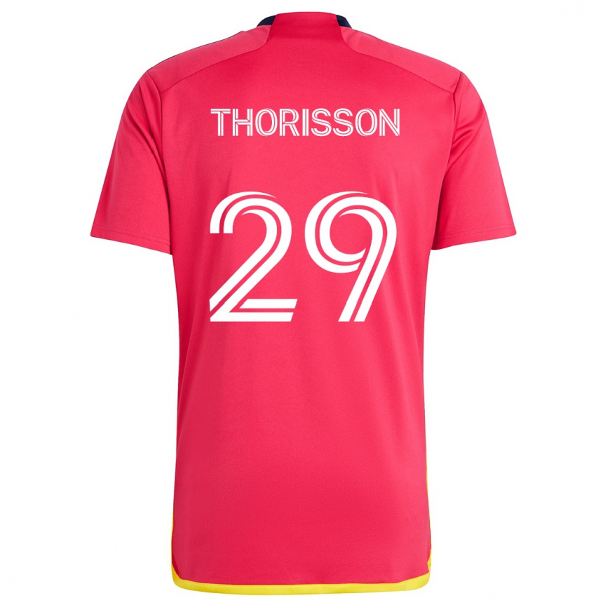 Hombre Fútbol Camiseta Nökkvi Thórisson #29 Rojo Azul 1ª Equipación 2024/25 México