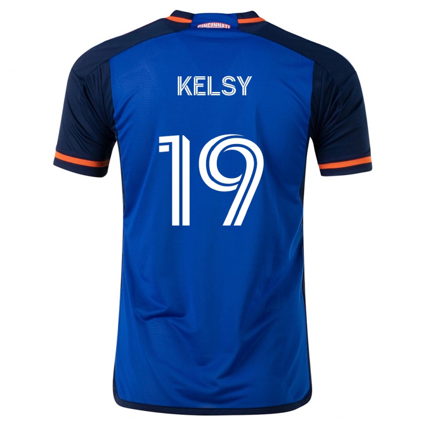 Hombre Fútbol Camiseta Kevin Kelsy #19 Azul Blanco 1ª Equipación 2024/25 México