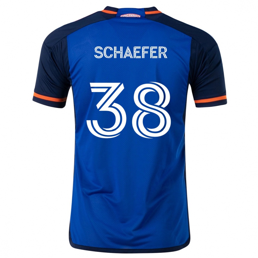 Hombre Fútbol Camiseta Brian Schaefer #38 Azul Blanco 1ª Equipación 2024/25 México