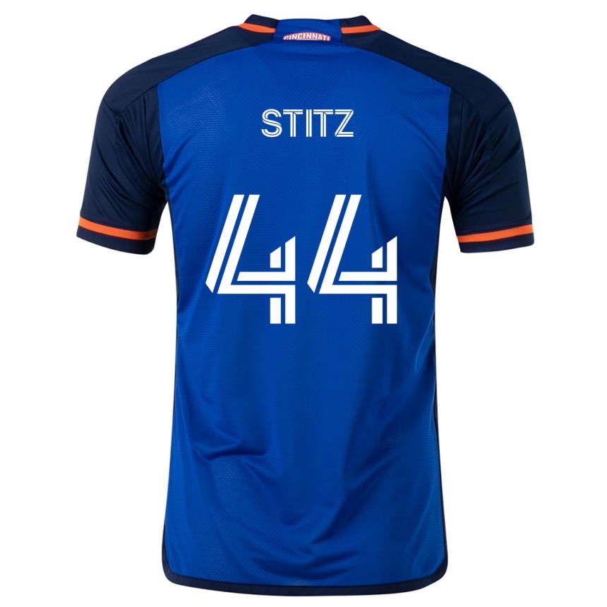 Hombre Fútbol Camiseta Ben Stitz #44 Azul Blanco 1ª Equipación 2024/25 México