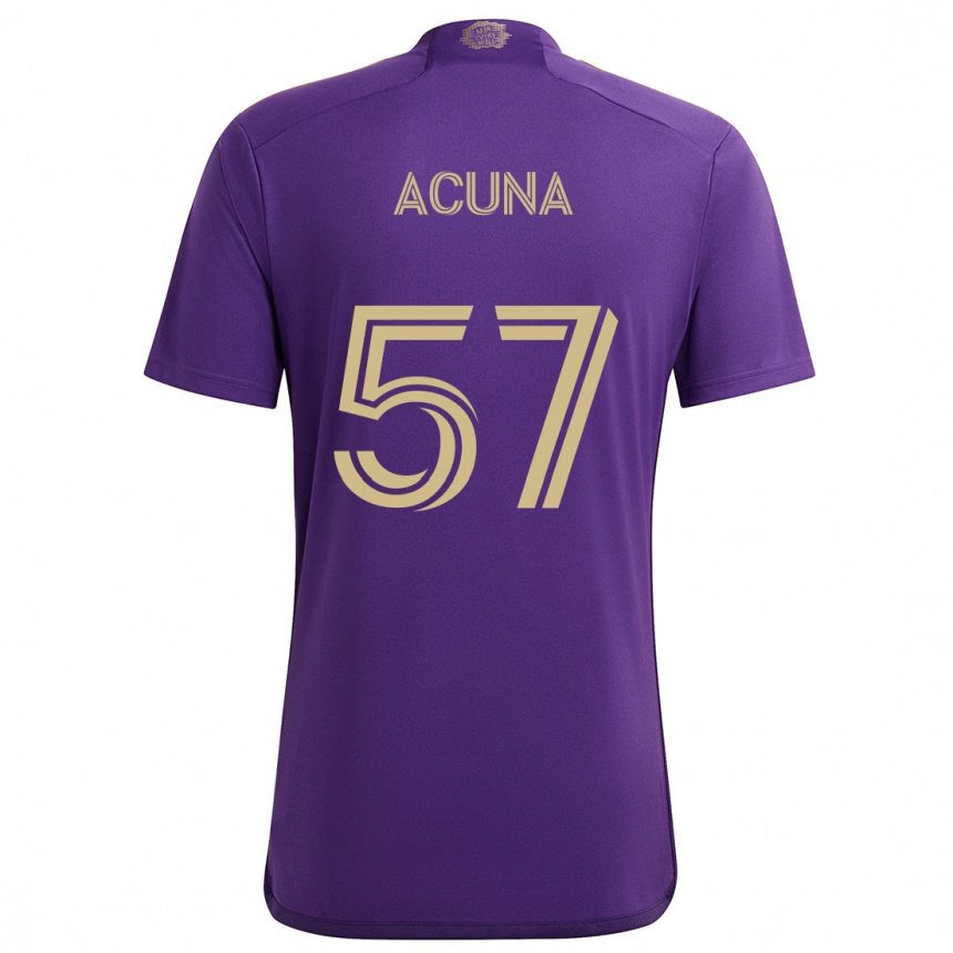 Hombre Fútbol Camiseta Cristofer Acuña #57 Púrpura Amarillo 1ª Equipación 2024/25 México