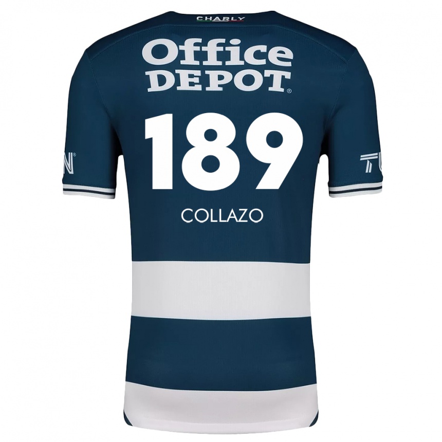 Hombre Fútbol Camiseta David Collazo #189 Azul Blanco 1ª Equipación 2024/25 México