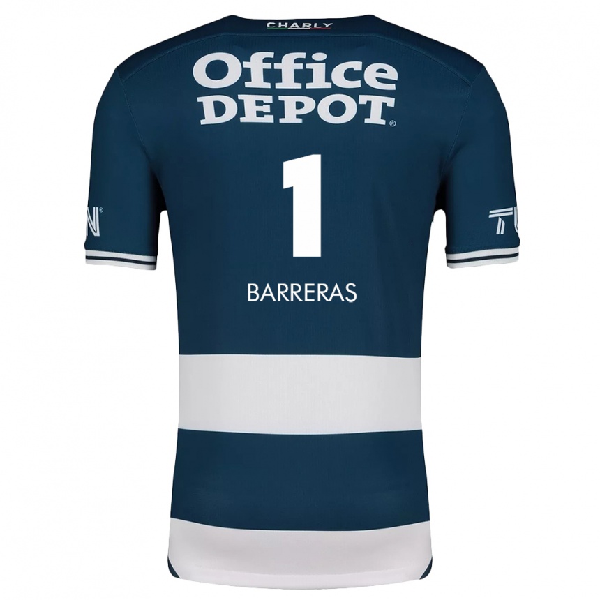 Hombre Fútbol Camiseta Esthefanny Barreras #1 Azul Blanco 1ª Equipación 2024/25 México