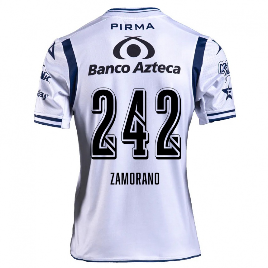 Hombre Fútbol Camiseta Leonardo Zamorano #242 Blanco Azul Marino 1ª Equipación 2024/25 México