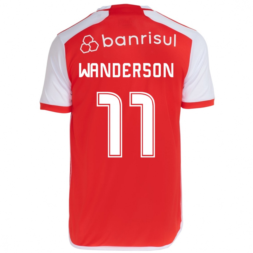 Hombre Fútbol Camiseta Wanderson #11 Rojo Blanco 1ª Equipación 2024/25 México