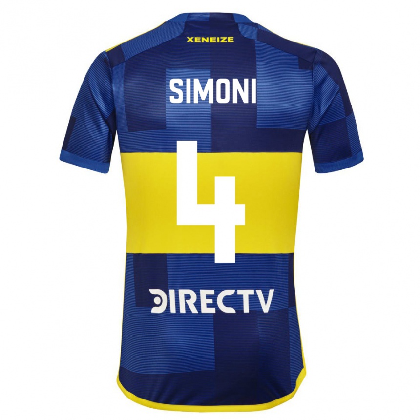 Hombre Fútbol Camiseta Tiago Simoni #4 Azul Amarillo 1ª Equipación 2024/25 México