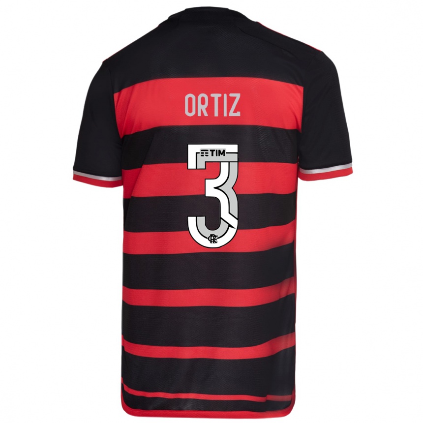 Hombre Fútbol Camiseta Léo Ortiz #3 Negro Rojo 1ª Equipación 2024/25 México