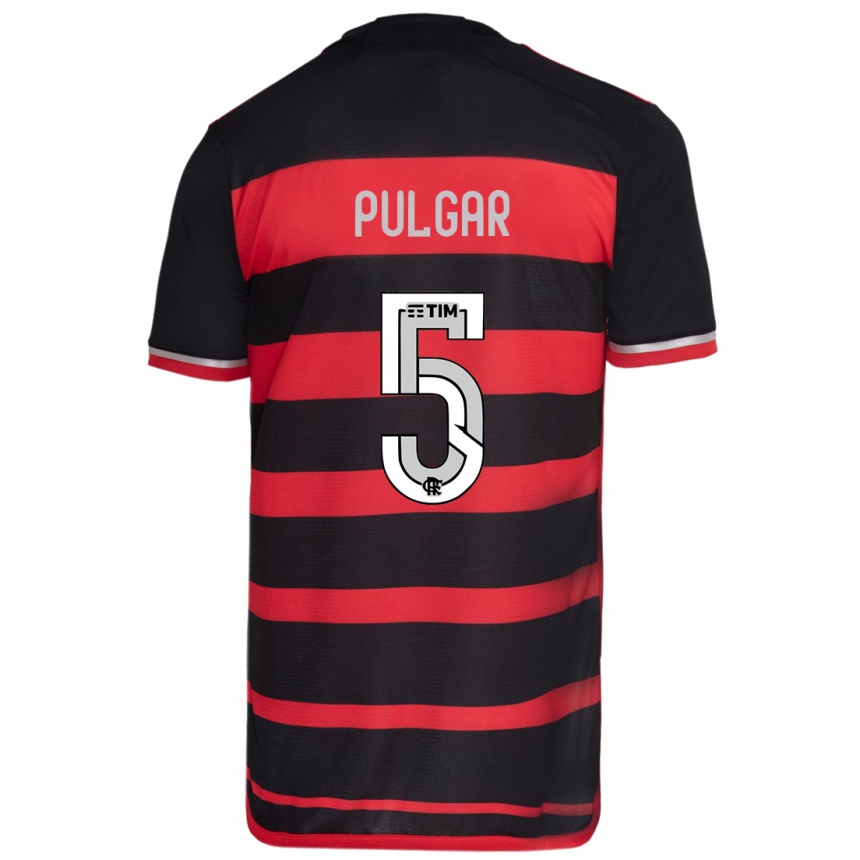 Hombre Fútbol Camiseta Erick Pulgar #5 Negro Rojo 1ª Equipación 2024/25 México