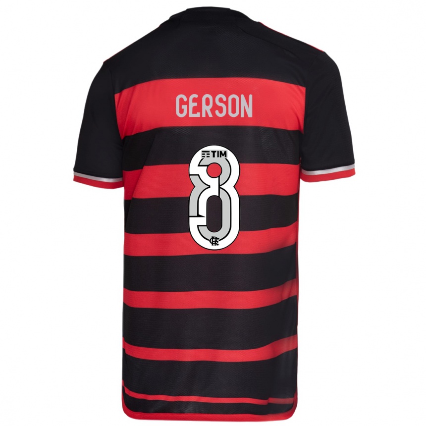 Hombre Fútbol Camiseta Gerson #8 Negro Rojo 1ª Equipación 2024/25 México