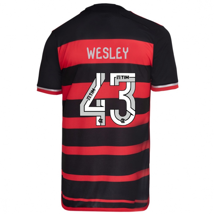 Hombre Fútbol Camiseta Wesley #43 Negro Rojo 1ª Equipación 2024/25 México