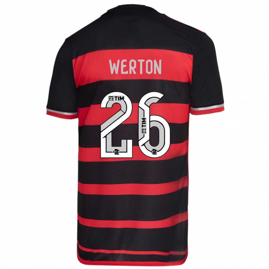 Hombre Fútbol Camiseta Werton #26 Negro Rojo 1ª Equipación 2024/25 México