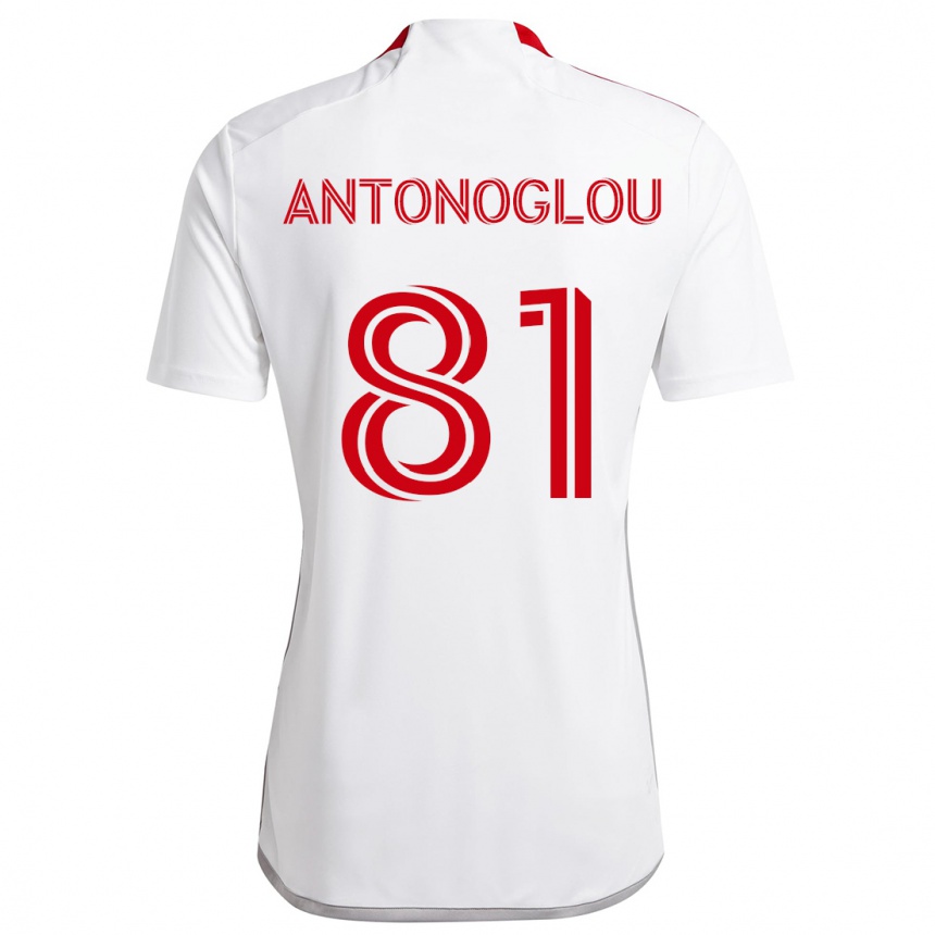 Hombre Fútbol Camiseta Themi Antonoglou #81 Blanco Rojo 2ª Equipación 2024/25 México